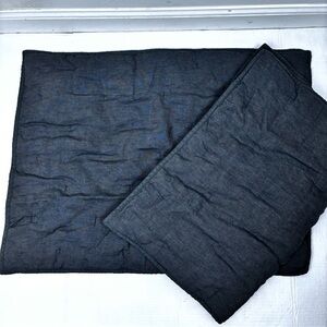 Pottery Barn Belgium Flax Linen Tufted Quilted Sham-dark grey/Ebony-pair(2)